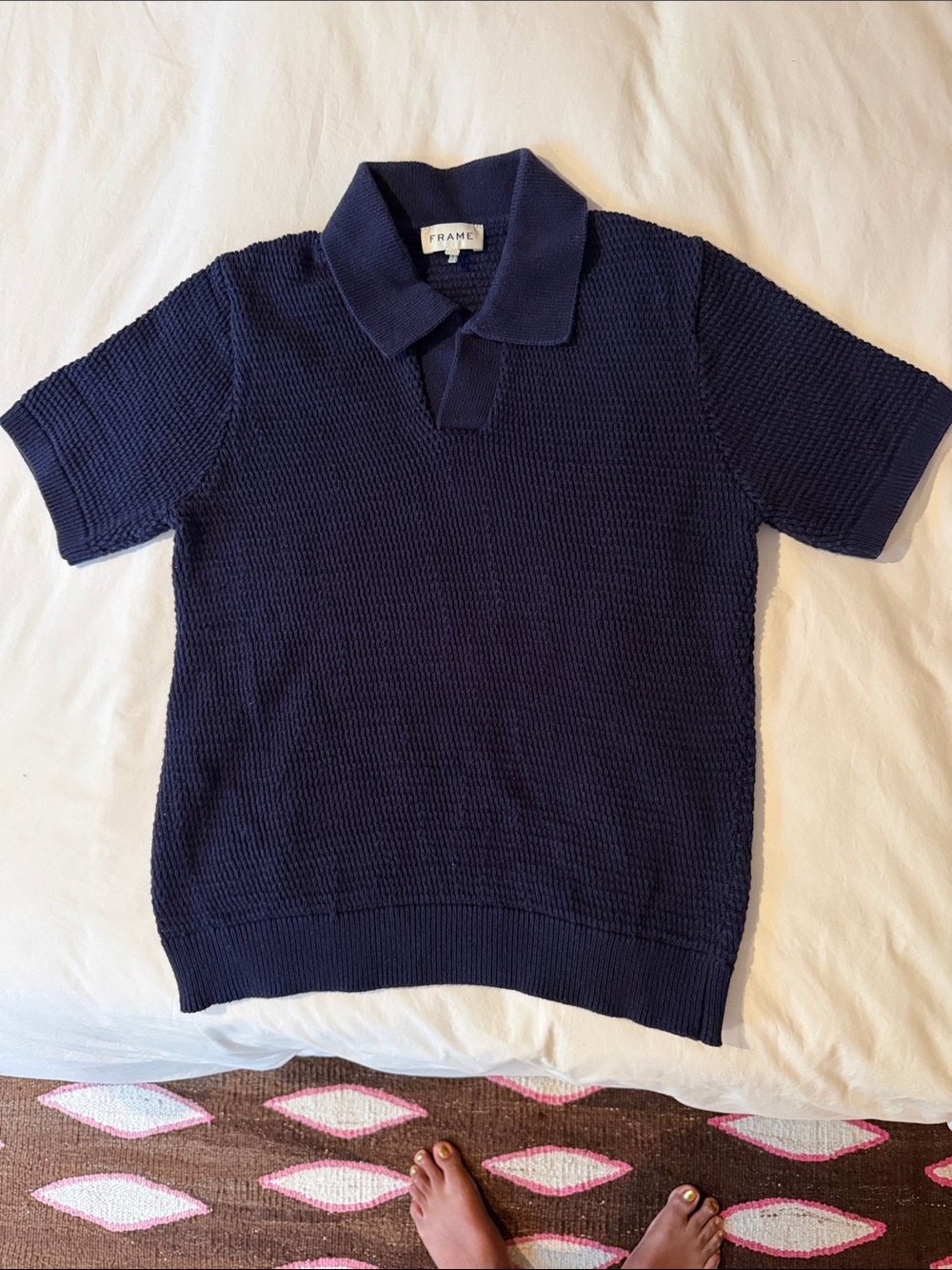 Frame Denim Kids Navy Short-Sleeve Knit Polo Shirt